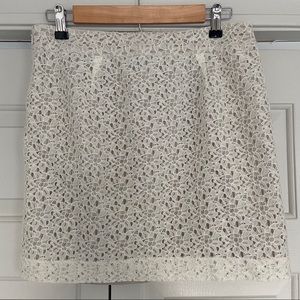 Loft Petite Floral Cream Lace Skirt